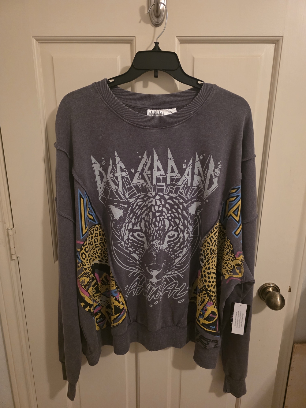 Def Leppard Charcoal Crewneck Graphic Sweatshirt